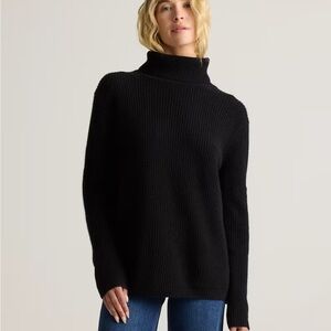 Mongolian Cashmere Fisherman Turtleneck Cowl Ribbed Cozy Sweater
